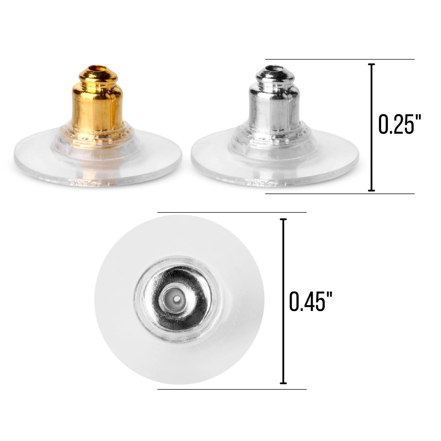 Mr. Pen Bullet Clutch Earring Backs - 76 Pcs, Gold & Silver, Rubber Backs for Studs & Pierced Earring Stoppers