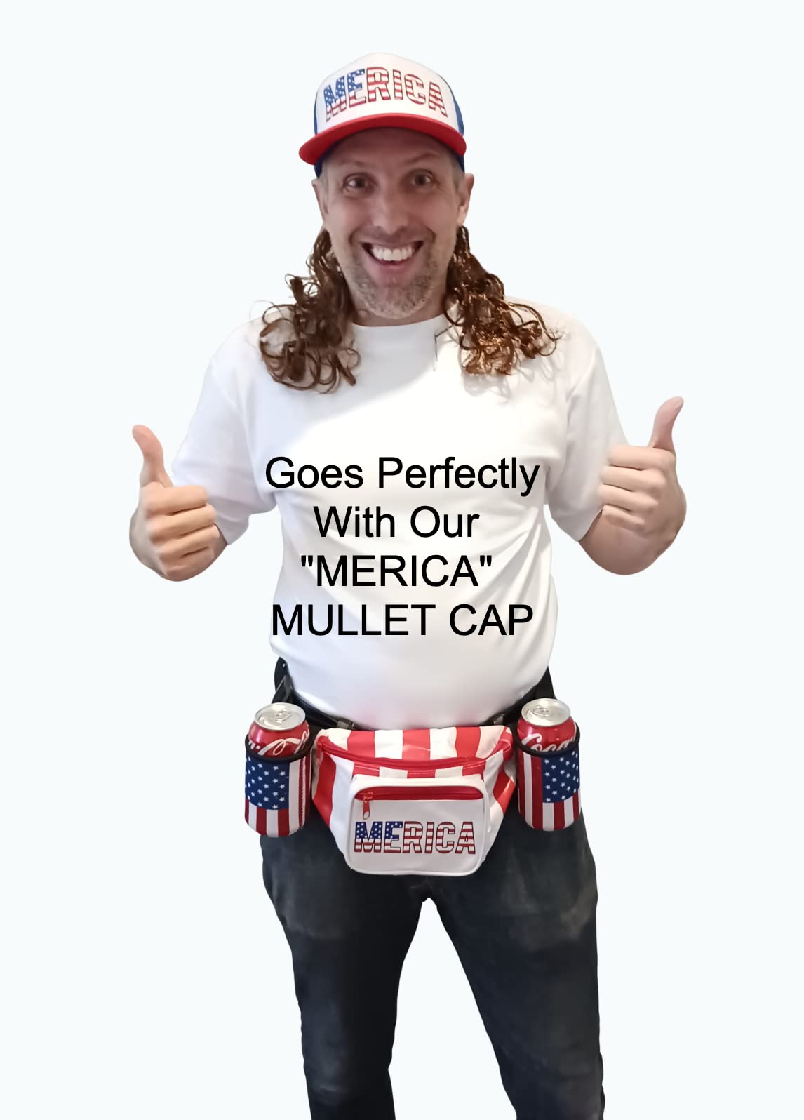 HandinHandCreations USA Merica Beverage Belt Fanny Pack Holster All American Classic Costume 4th of July