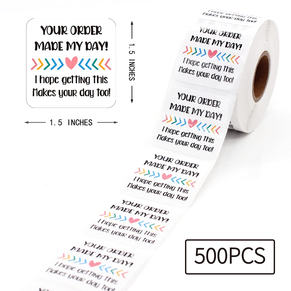 Littlefa Your Order Made My Day Stickers,Happy Mail Stickers,Thank You Stickers,Small Business Stickers, Envelopes Seal Stickers,Mail Packaging Sticker for Small Business 500 PCS