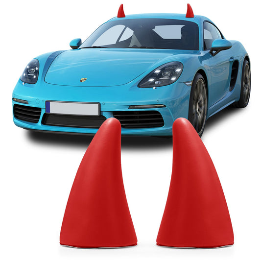 YGMONER Car 3D Devil Horns Sticker (Easy to Find Car in The Parking Lot) Halloween Car Roof Decor Elasticity Foam Bull Horns (Classic Red)