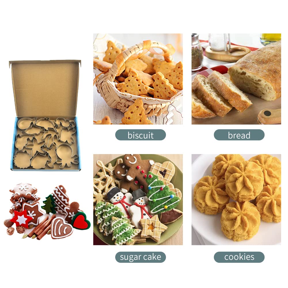 12PCS Ocean Creatures Cookie Cutters Set, ISZW Stainless Steel Marine Species Shapes Baking Mold for Kids Baking, Metal Cookie Sandwich Biscuit Cutter Molds for Kids Birthday Party DIY Cake Decoration