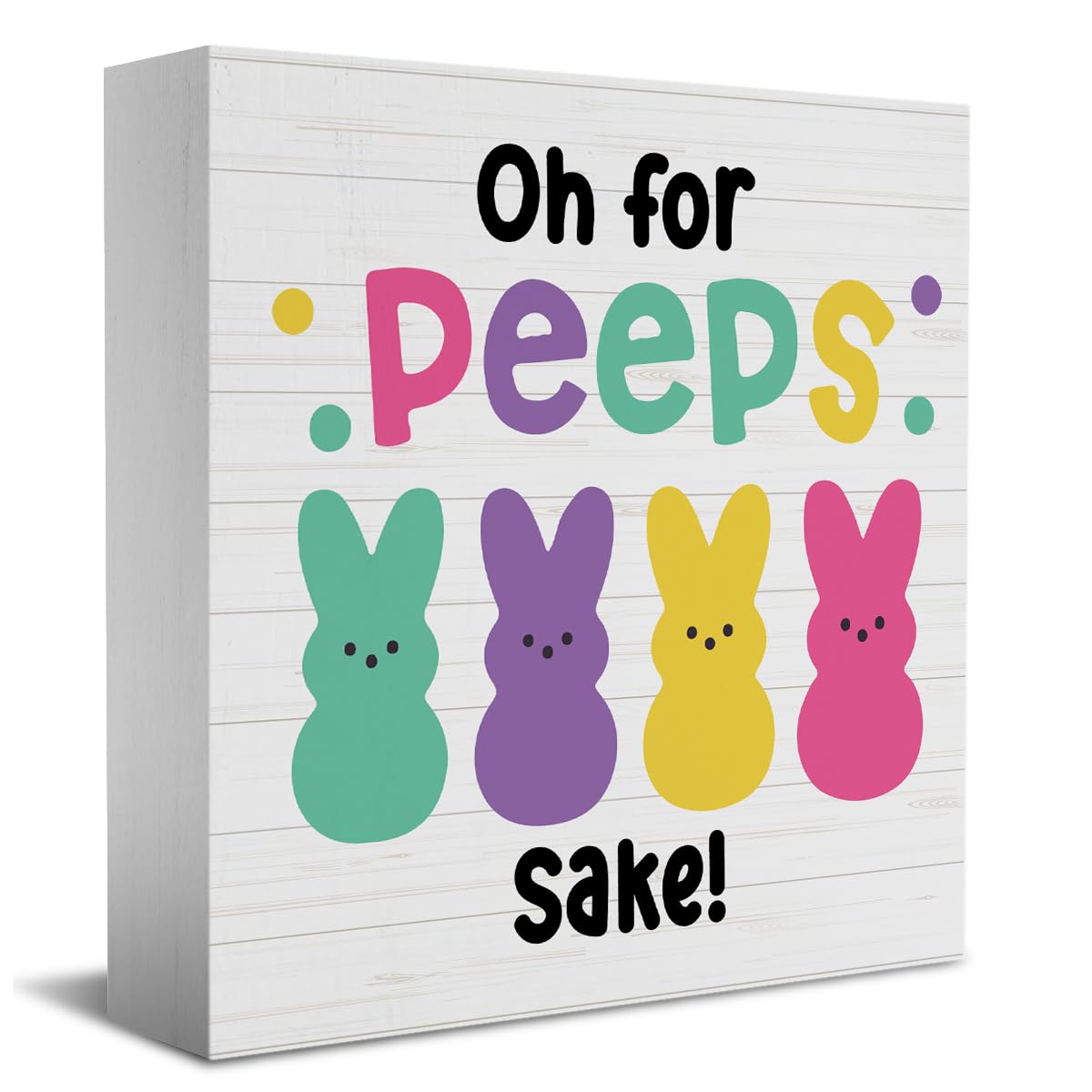 Funny Easter Bunny Decor Desk Decor Wooden Box Sign Easter Decorations Gift Wood Block Plaque Box Sign for Home Farmhouse Kitchen Bathroom Shelf Table Decoration Oh for Peeps Shake
