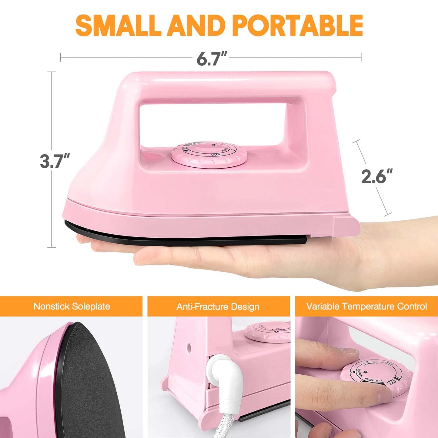 Mini Crafts Iron Handy Heat Press Machine Kit Portable with PVC Doormat for Heat Transfer, Charging Base Accessories for DIY T-Shirt Shoe Bag Vinyl Projects