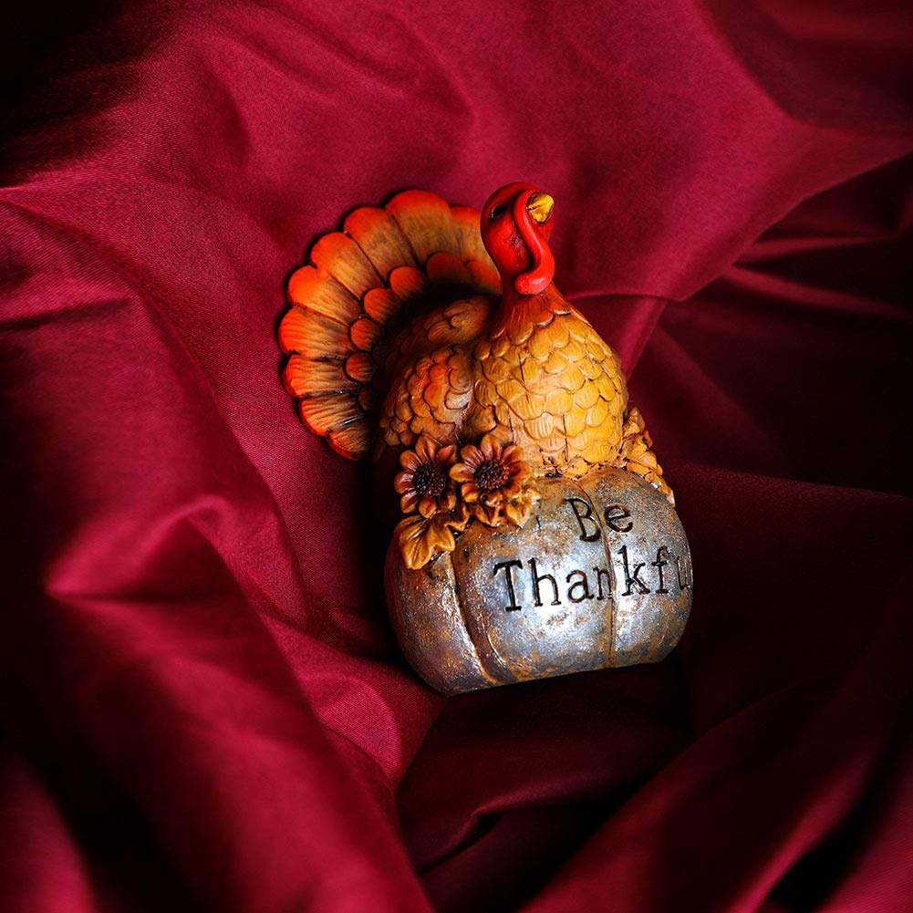 MorTime Thanksgiving Decorations Hand-Painted Turkey Pumpkin, Tabletop Turkey Fall Autumn Decor for Living Room Bedroom Kitchen Thanksgiving Harvest Day