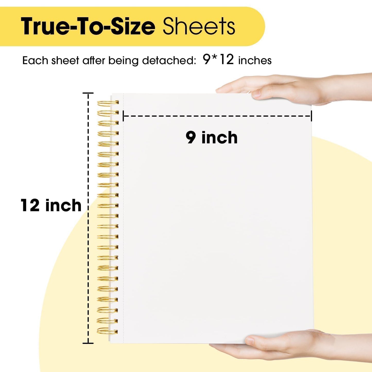 9" x 12" Sketch Book with Bookmark Ruler, 100 Sheets Spiral Sketchbook for Drawing (68lb/100gsm), Acid Free Sketch Pad Artist Sketching Drawing Paper for Kids Teens Adults Artists