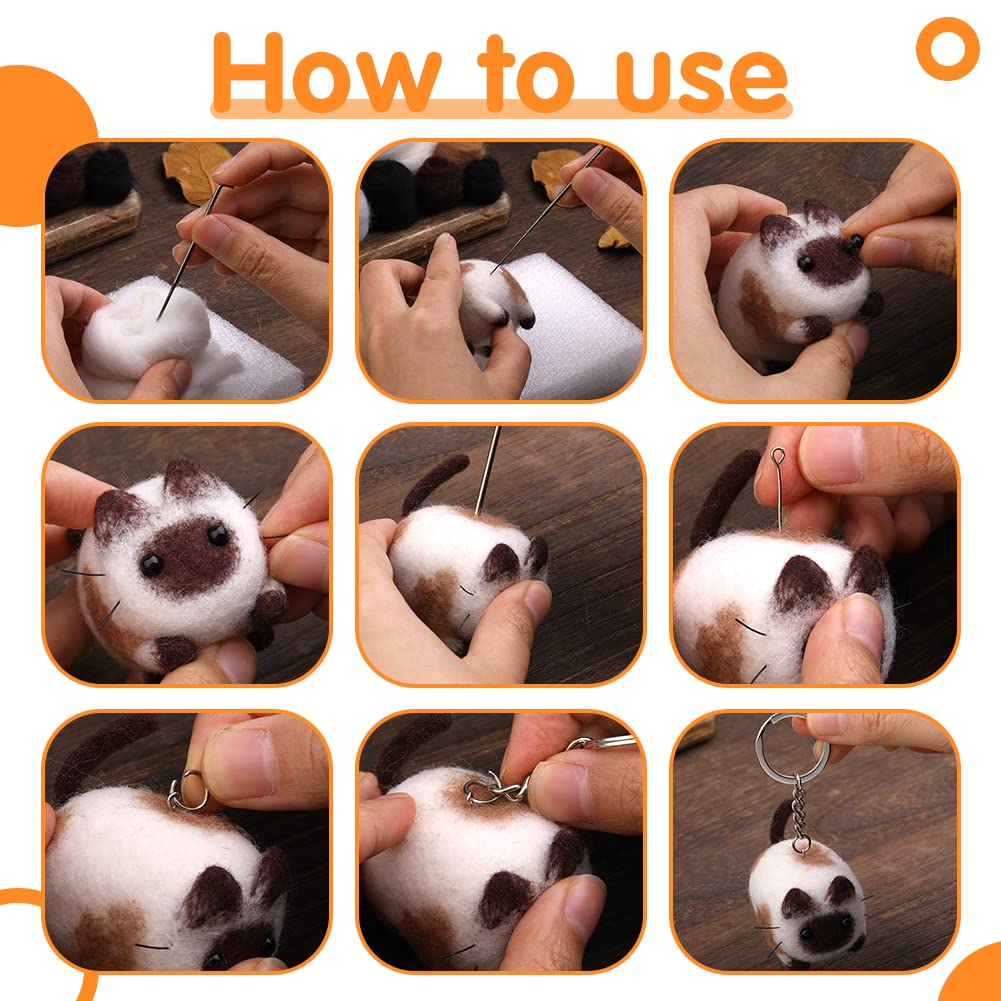 Needle Felting Kit,3 Pieces Making Wool Needle Felting Starter Kit with Instruction,Felting Foam Mat and DIY Needle Felting Supply for DIY Craft Animal Home Decoration