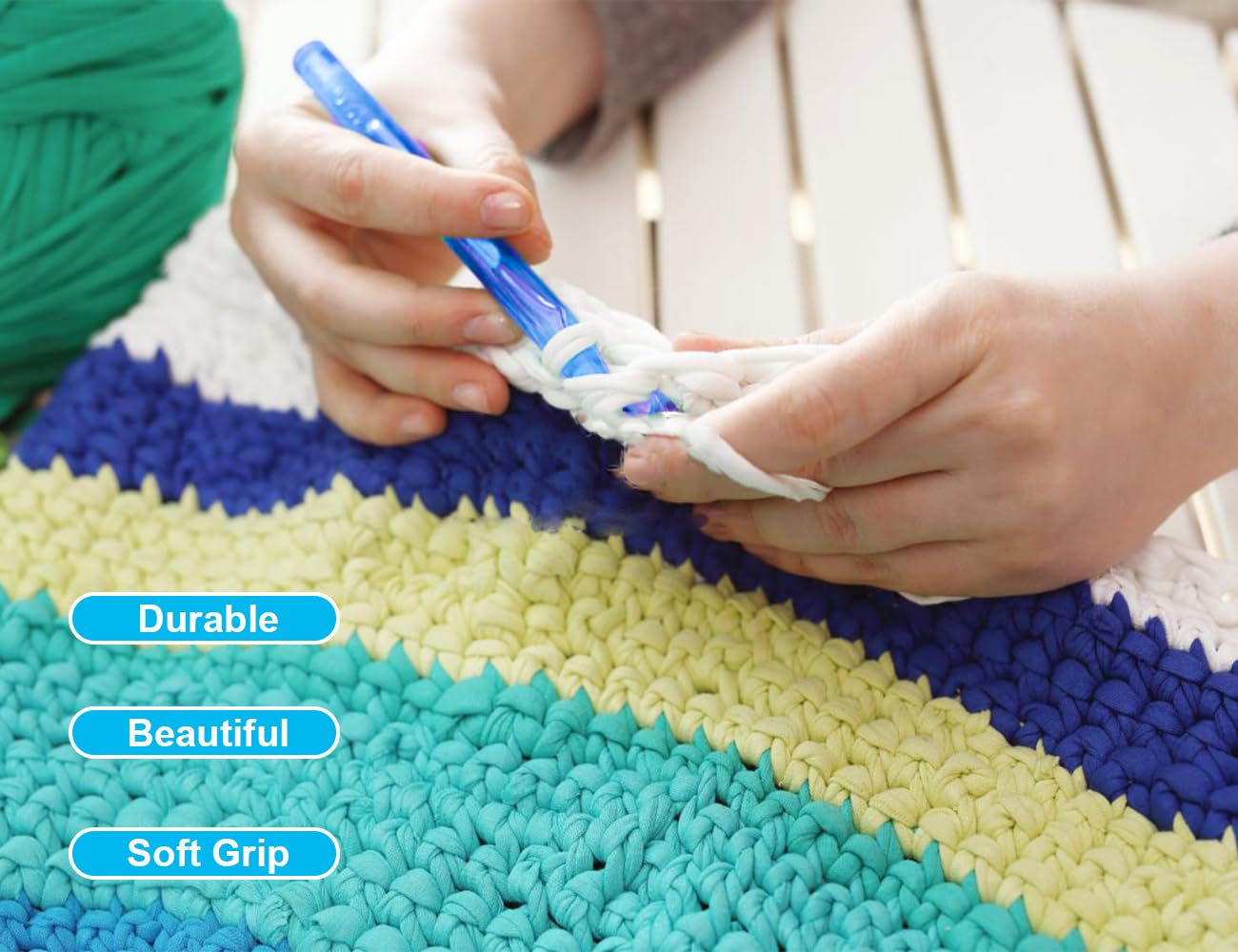 Weabetfu 15mm Large Crochet Hook,Huge Crochet Hooks for Chunky Yarn,Ergonomic Knitting Giant Crochet Hooks,Big Crochet Hooks for Knitting Yarn Carpet Scarf Wool Roving, Blue