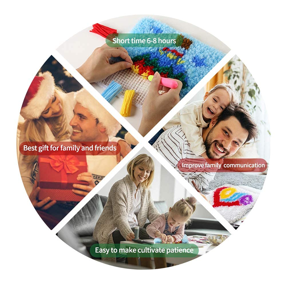 ZuoAnLF Latch Hook Kits for Adults Kids,Soft Simple Embroidery DIY Latch Hook Craft Kit with Printed Pattern Include Latch Hook10x10 Inch (Love)