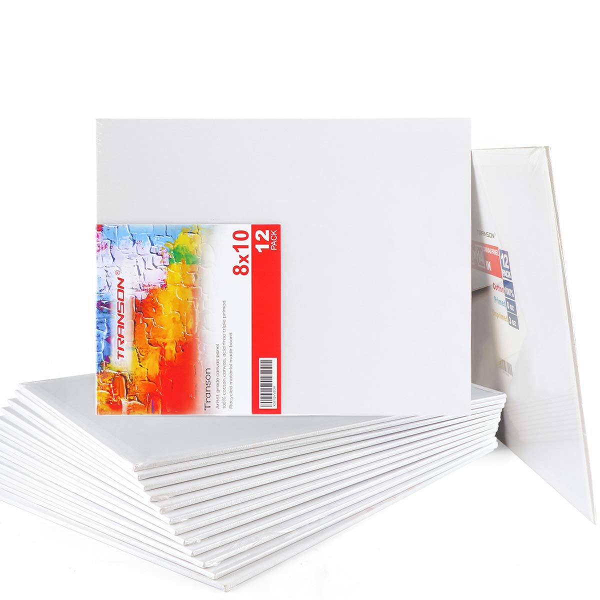 Transon 8x10 Artist Canvas for Painting MDF Board Painting Canvas No Warping 12Pack Acid-Free Primed