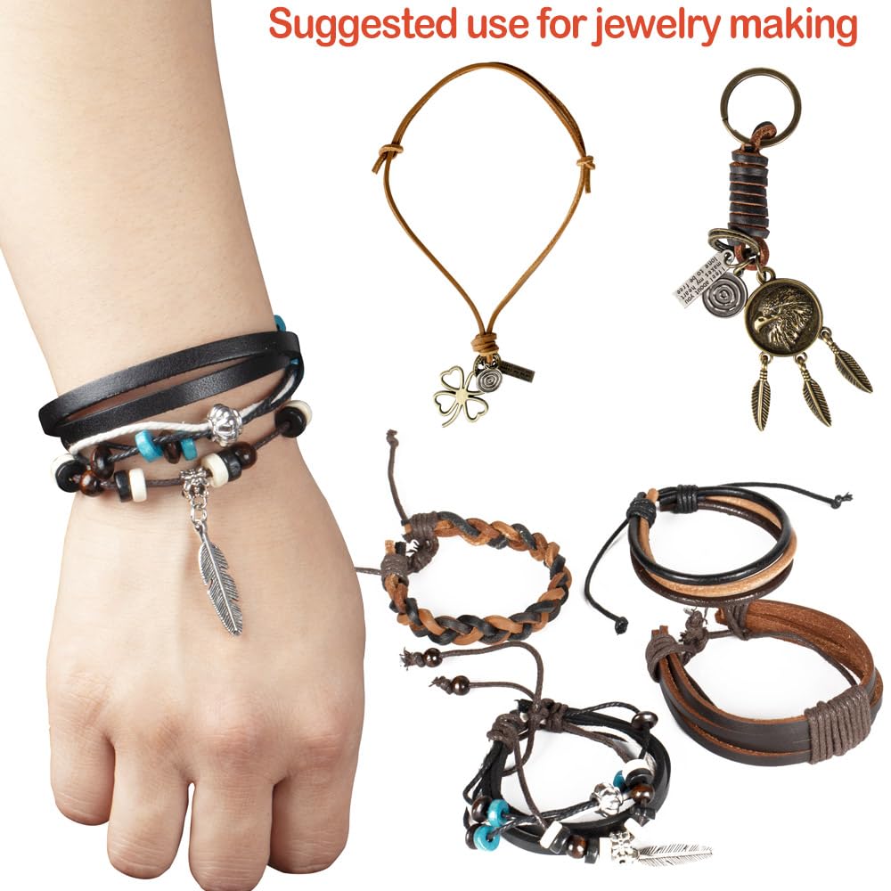 LolliBeads (TM) 3mm Flat Genuine Leather Strip Cord Braiding String Dark Brown Espresso (5 Yards)