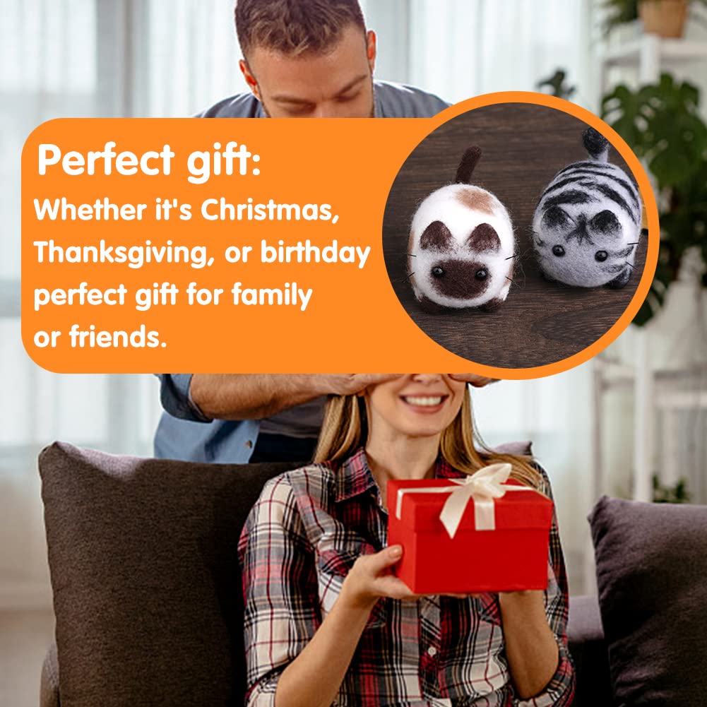 Needle Felting Kit,3 Pieces Making Wool Needle Felting Starter Kit with Instruction,Felting Foam Mat and DIY Needle Felting Supply for DIY Craft Animal Home Decoration