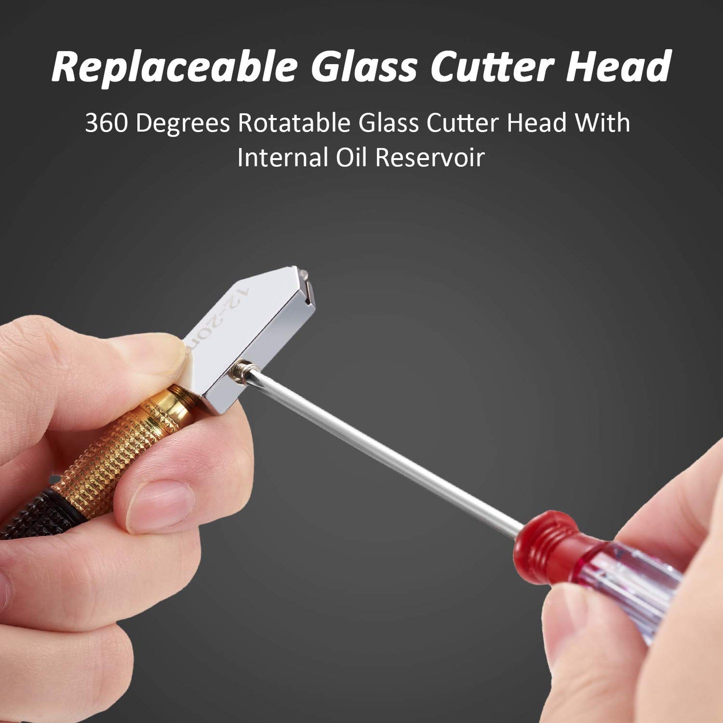 9 Pcs Glass Cutter Tool Mirror Cutting Tool with 2-6 Mm, 5-12 Mm, 12-20 mm Glass Cutter Head and Screwdriver Oil Dropper Glove for Tiles Mirror