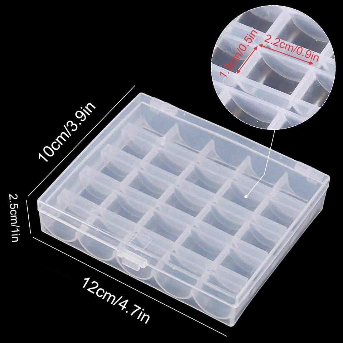 Bobbin Box,Machine Bobbin Organizer Plastic Case,Transparent 25 Slots Empty Bobbins Spools Box，Sewing Craft Plastic Case Storage Box for Sewing Machine