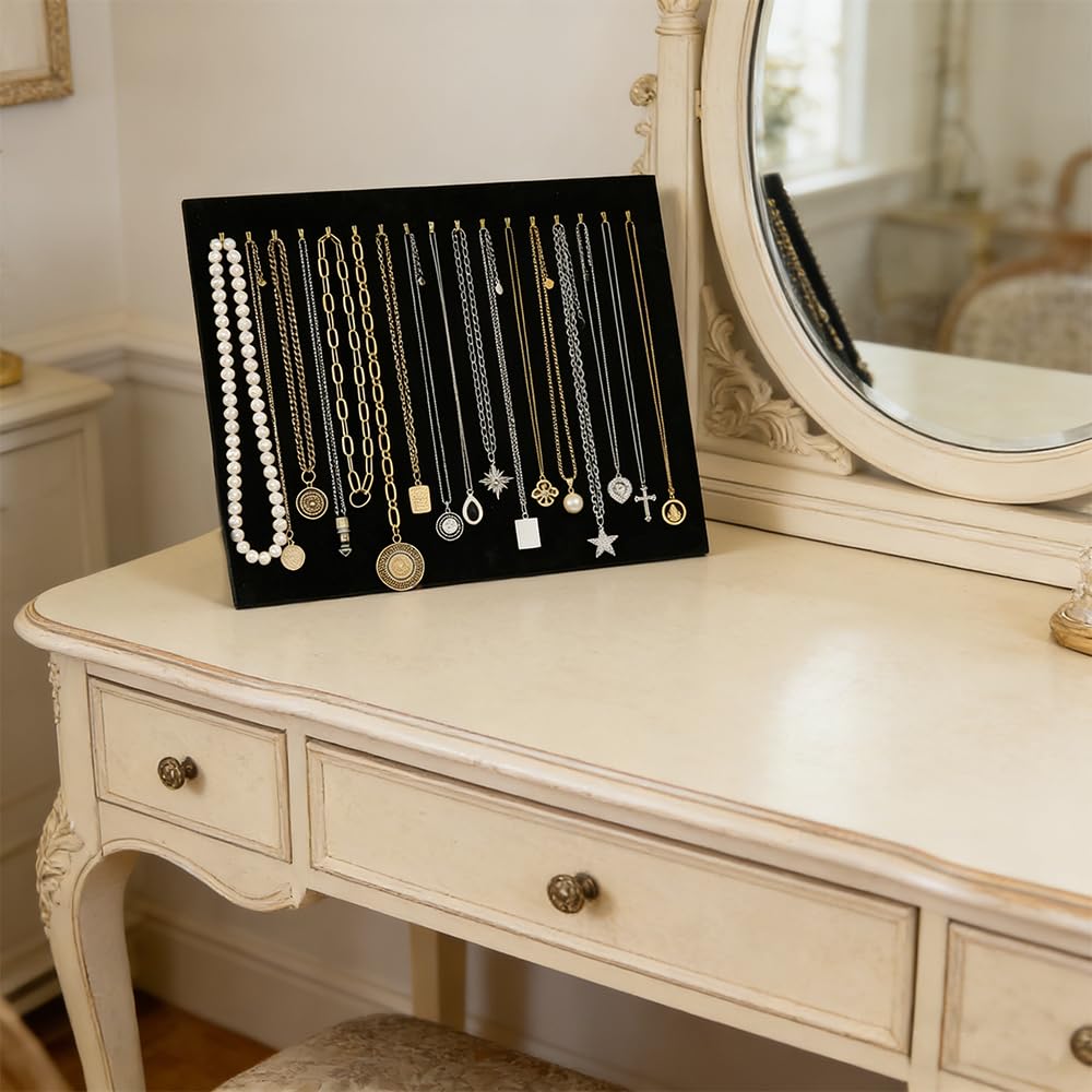Tinsow 14.7"x12" 17 Hook Necklace Jewelry Tray/Display Organizer/Pad/Showcase/Display case