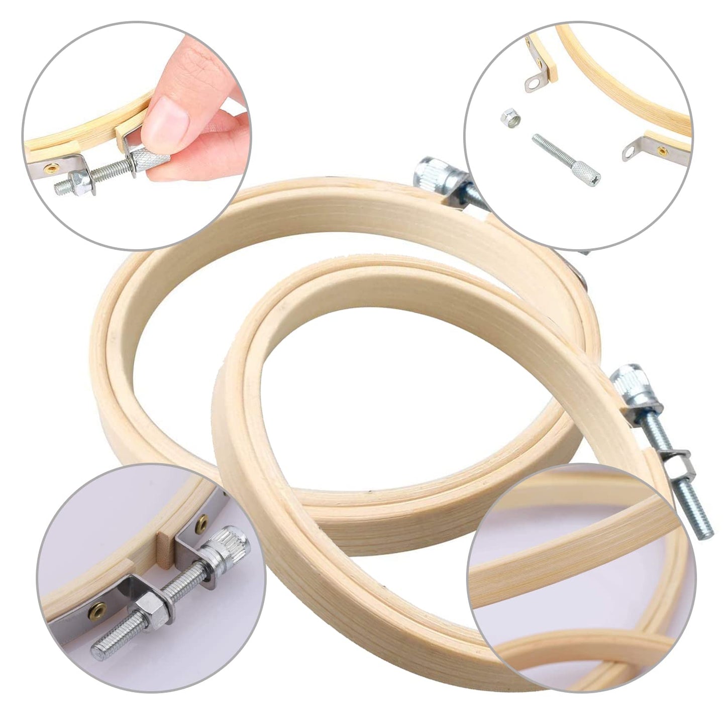 Cldamecy 12 Pieces 3 inch Embroidery Hoops,Round Bamboo Adjustable Circle Frame Cross Stitch Hoops for Christmas Ornament,Embroidery,Decoration,Art Craft and DIY Project