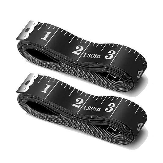Tape Measure Body Measuring Tape, 120 Inch Soft Fabric Measuring Tape for Sewing Cloth Measurement, Double Scale Tailor Ruler for Weight Loss Medical Measurement Nursing Craft(2 Pack/Black)