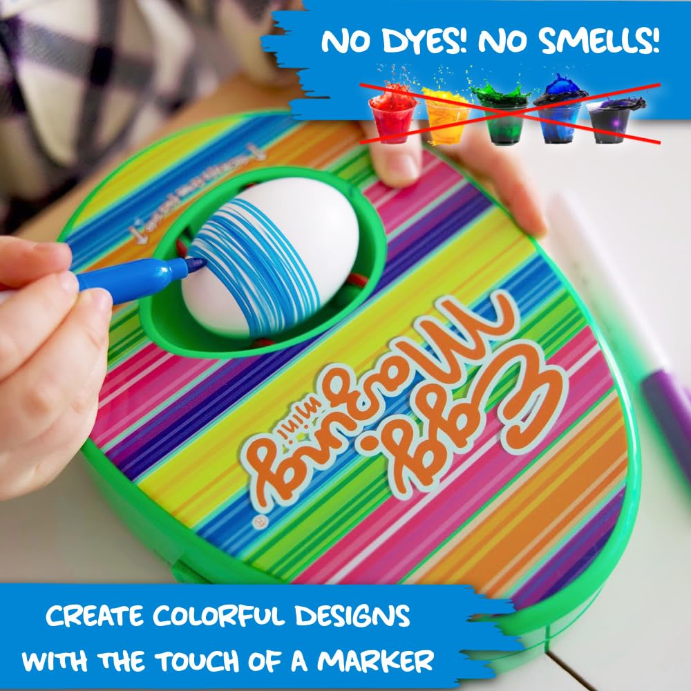 Easter Egg Mini Decorator Kit Arts and Crafts Set - Includes Egg Decorating Spinner and 6 Markers - Ages 3 and Up [Packaging May Vary]