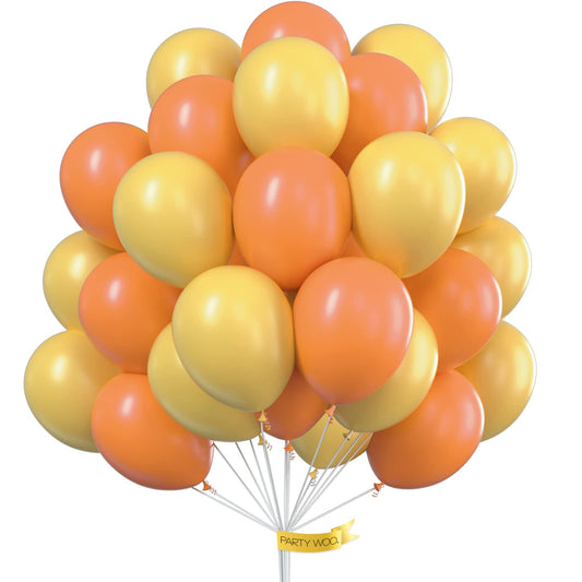 PartyWoo Orange Yellow Balloons, 60 Pcs 12 Inch Yellow Balloons, Dark Yellow Balloons, Deep Orange Balloons, Orange Balloons for Yellow Party Decorations,Orange Birthday Decorations, Orange, Yellow