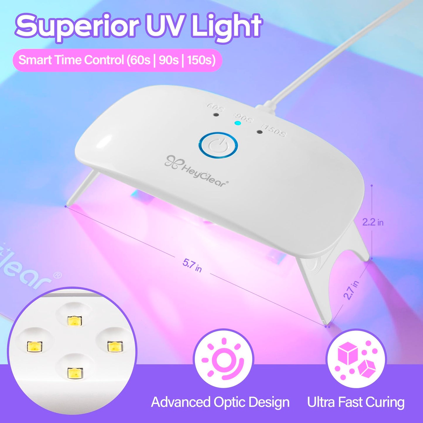 HeyClear UV Resin Kit with Light -200g Crystal Clear, Hard Resina UV Light Fast Curing UV Glue for Beginners Crafting, Molds Jewelry Making, DIY Craft Decorations