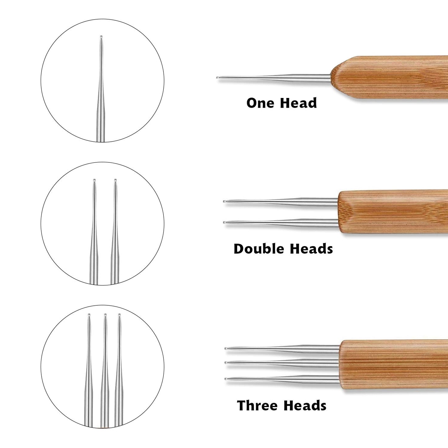 AUGSUN Dreadlock Crochet Hook Tool,Braid Hair Dreadlocks Needle, Interlocking Tool for Locs,Weaving Crochet for Braid Craft Knitting Needles (0.5mm)