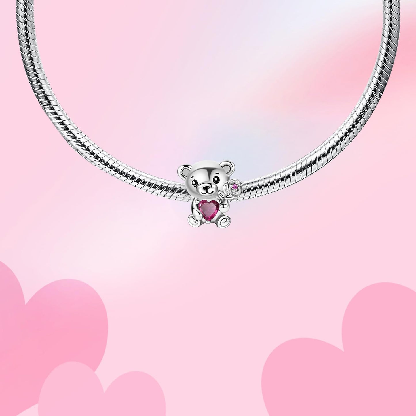 Alstade Hugging Heart Bear Charm 925 Sterling Silver Charms fits Bracelets and Necklace Pendant Bead Charms Jewelry Present for Women Family Friends