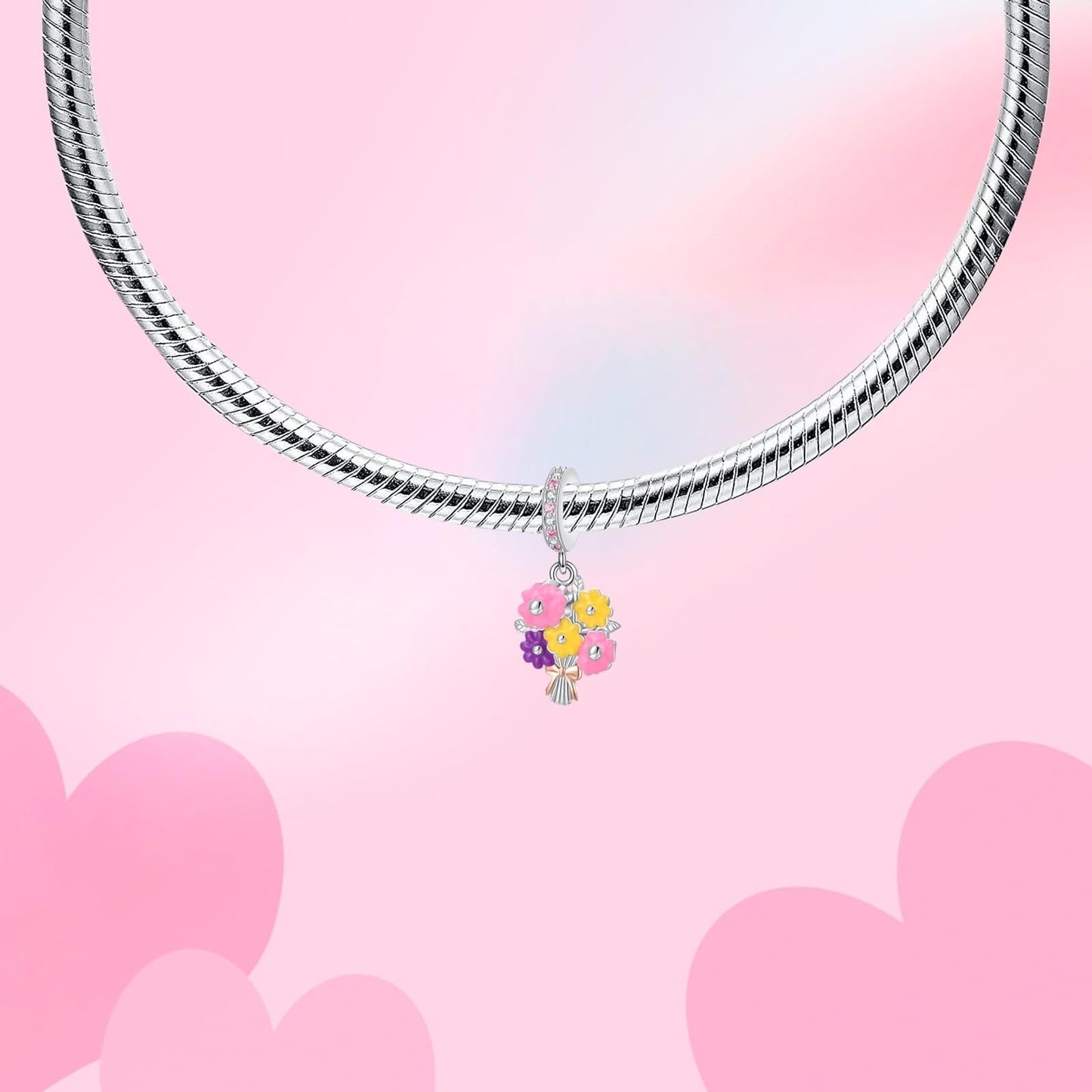 Alstade Blooming Flowers Charm 925 Sterling Silver Charms fits Bracelets and Necklace Pendant Bead Charms Jewelry Present for Women Family Friends