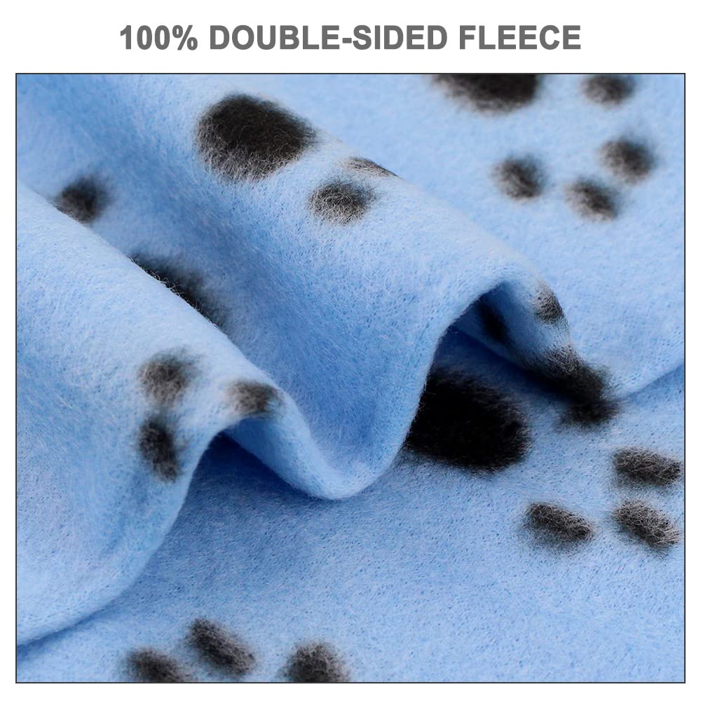 Cute Dog Cat Fleece Blankets with Paw Prints for Kitten Puppy and Small Animals Pack of 6 (Black, Brown, Blue, Grey, red and White)