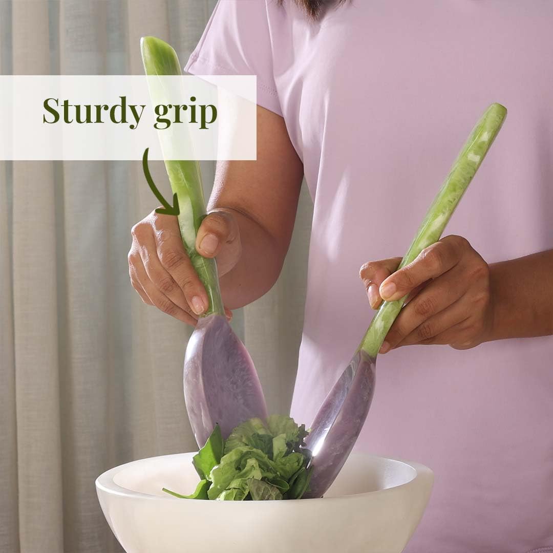 Lavender & Sage Resin Salad Servers | Set of 2 (12") Resin Serving Spoons for Salad & Serving | Durable, Stardy Kitchen Essentials | Kitchen Décor, Housewarming Gifts, Valentine Gift