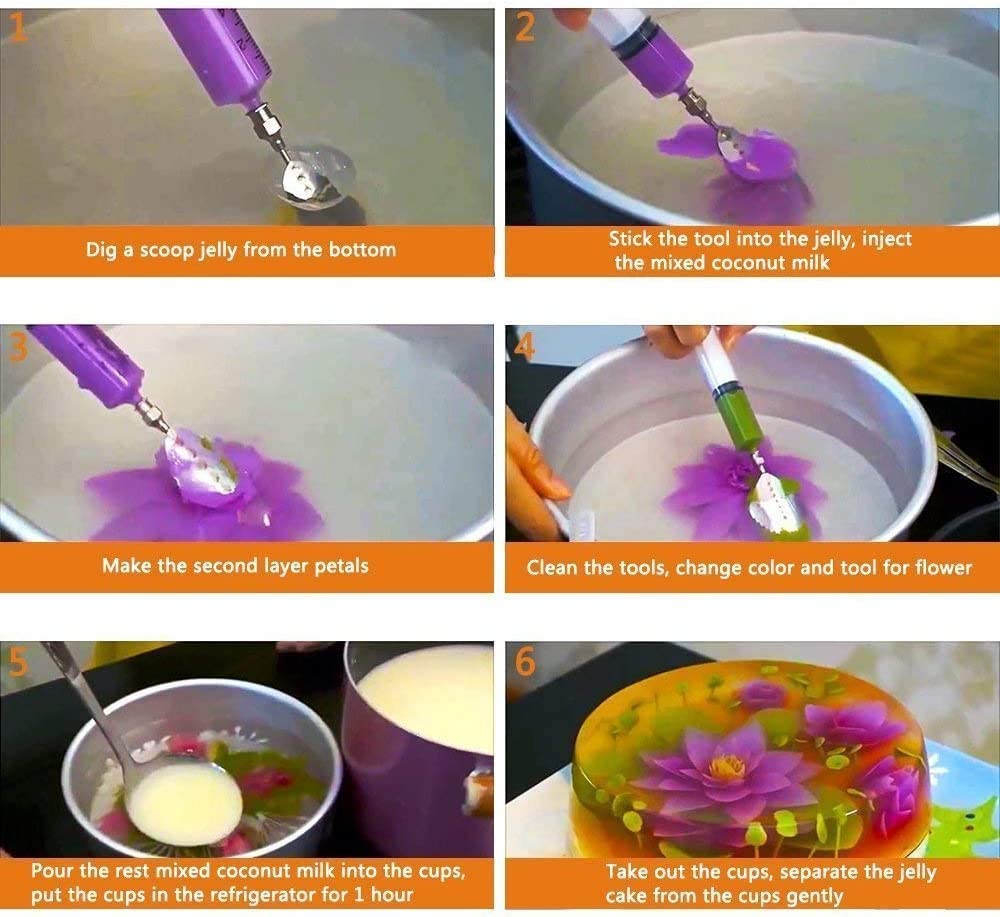 Jninexiu Stainless Steel Gelatin Jelly Art Tools, 22 PCS 3D Jelly-Art-Tools Pudding-Nozzle Cake Needles Gelatin Tools for Cake Decoration, Jelly Cake making