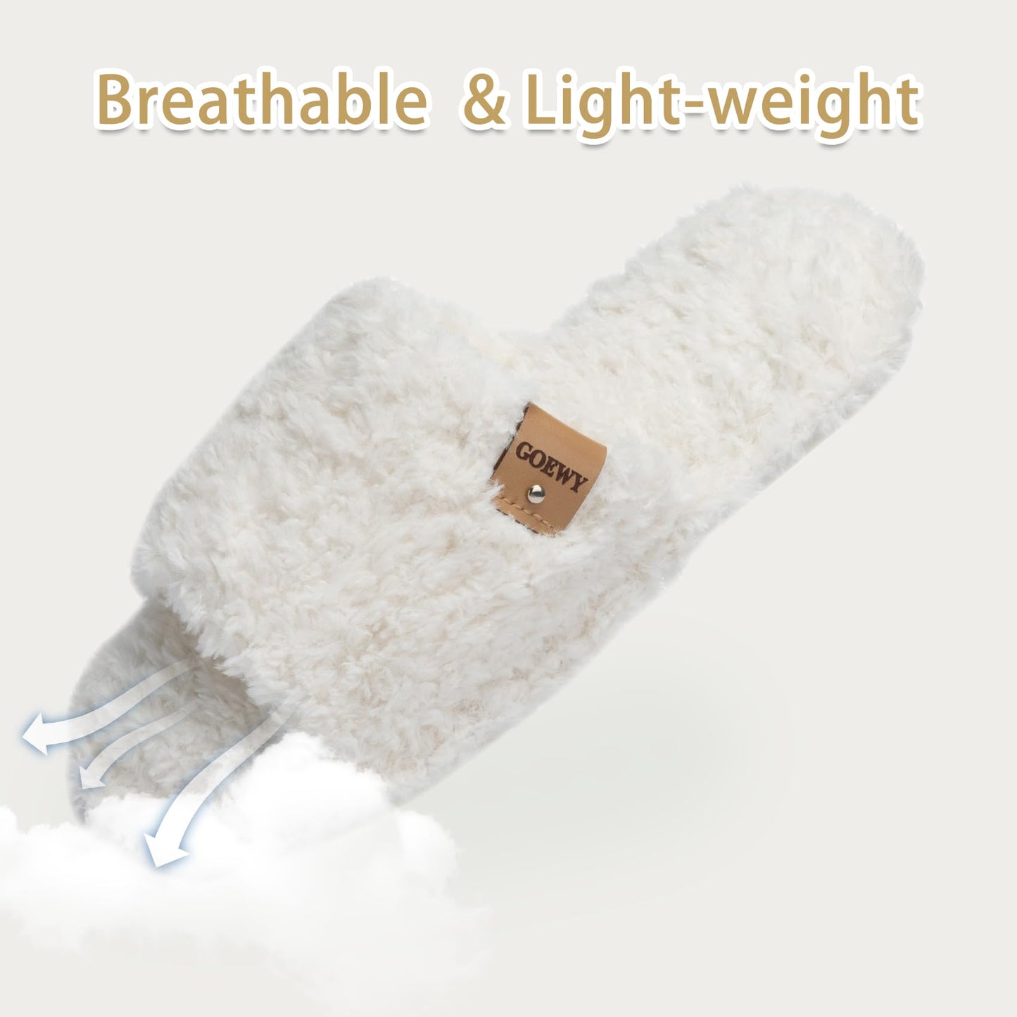 GOEWY Fuzzy Open Toe Slippers for Women Indoor Cozy Memory Foam Slip On House Slides Shoes Gifts for Womens Her Mom