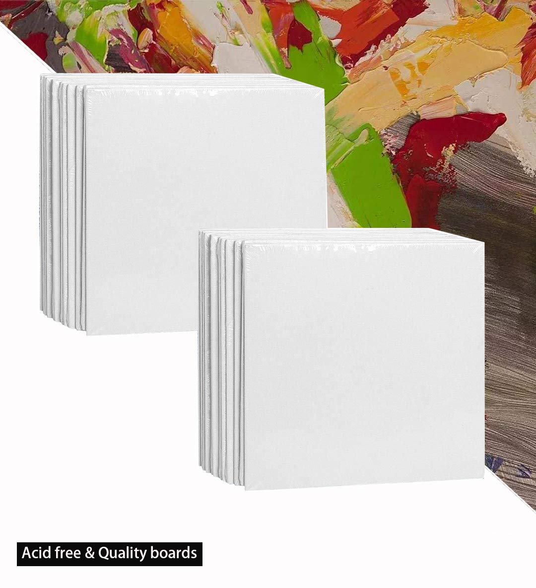 24 Pack Mini Canvas Panels 4x4 Artist Canvas Boards, Double-Wrapped Acid Free Small Art Canvas Value Pack for Oil & Acrylic Painting.