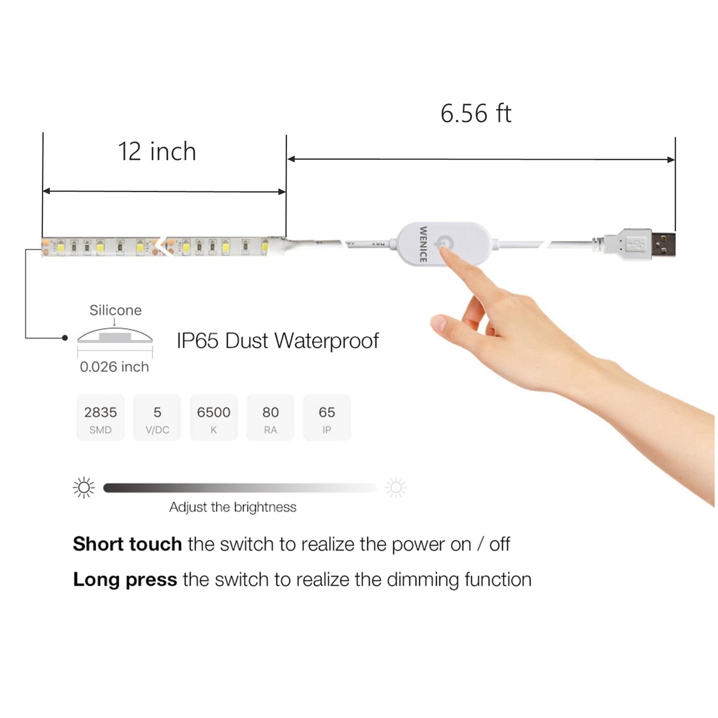 WENICE Sewing Machine Light Strip, LED Light Strip for Decorative Purposes with Touch dimmer,Fits Sewing Machines