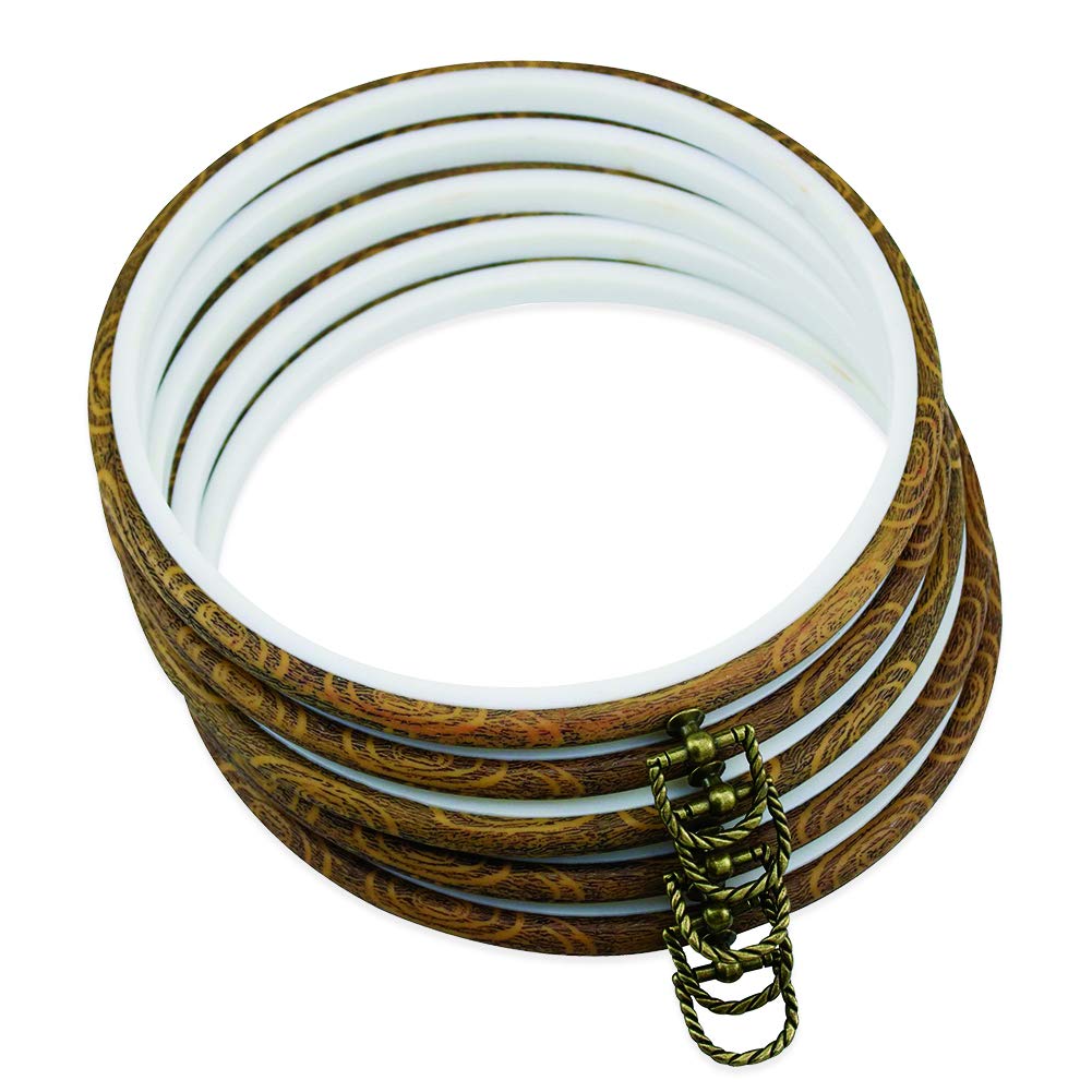 8'' Round Embroidery Hoops – 5PCS 20CM Imitated Wood Cross Stitch Hoop Frames for Needlepoint, DIY Sewing, and Craft Display