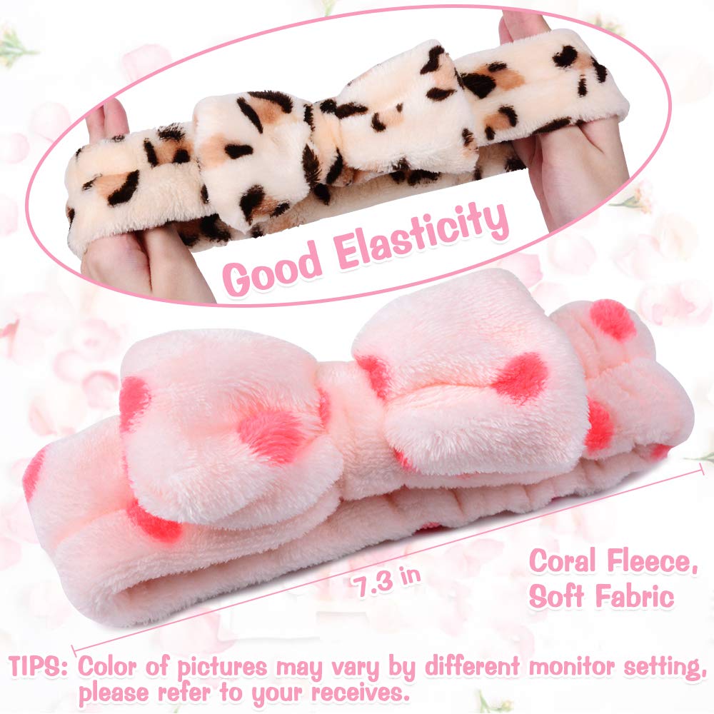 8 Pack Stocking Stuffers For Women Teen Girls Spa Headband for Women Facial Makeup Headband Soft Coral Fleece Bow Hair Band Party Favors for Washing Face Mask Spa Christmas Gifts For Woman Adult