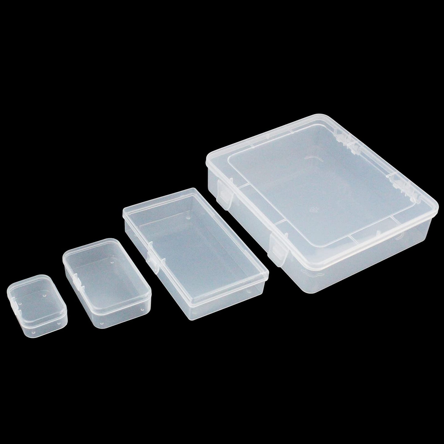 Goodma 7 Pieces Mixed Sizes Rectangular Empty Mini Clear Plastic Organizer Storage Box Containers with Hinged Lids for Small Items and Other Craft Projects