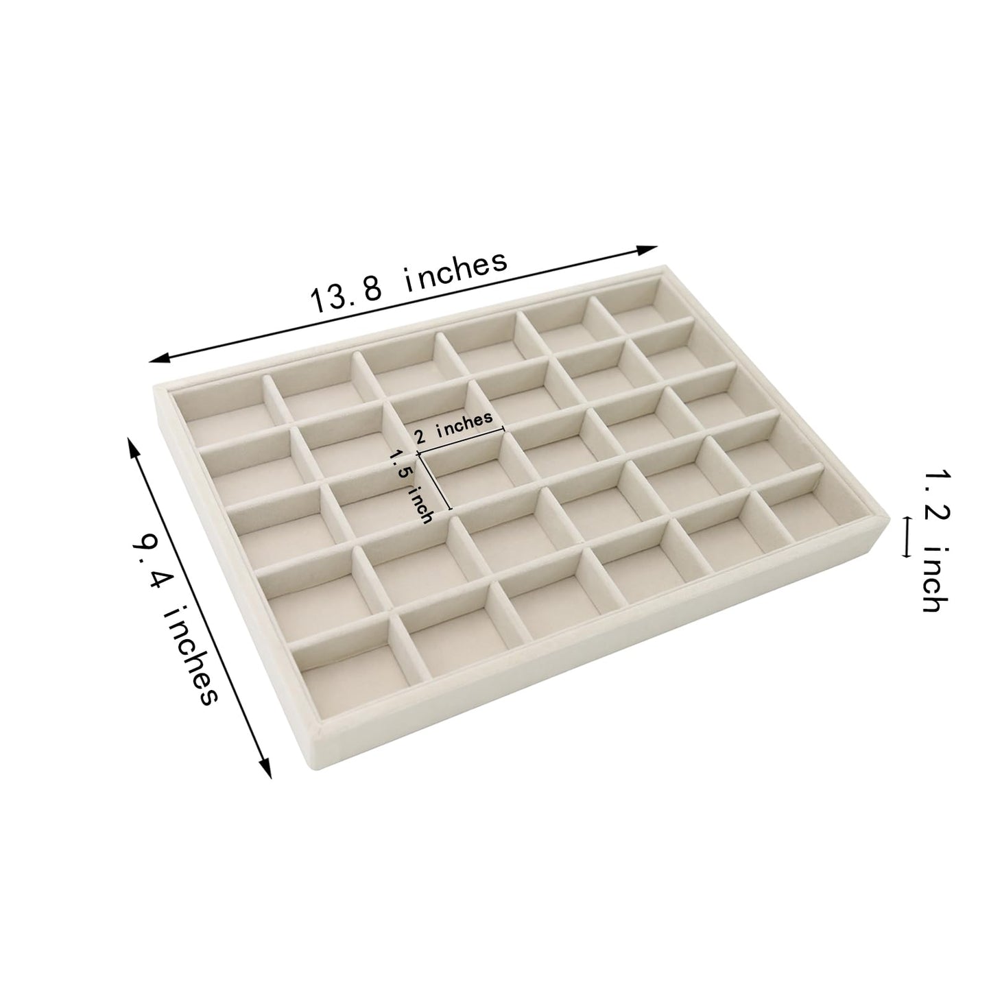 Stratalife Earring Organizer Stackable Jewelry Tray Removable Display Tray Organizer for Jewelry Necklace Earring Drawer Insert 30 Grid Beige