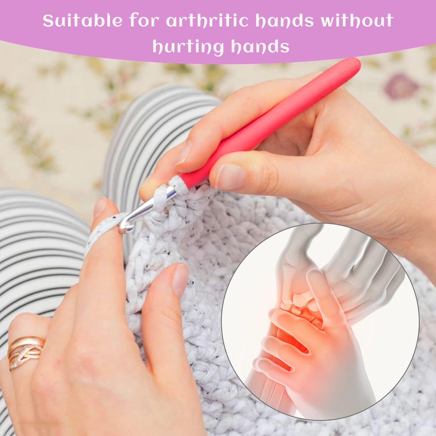 ZLULARY 77 Pcs Crochet Hook Set, Aluminum Ergonomic Crochet Hooks with Knitting Needles, Large Eye Blunt Needles, Colorful Crochet Needles, Plastic Stitch Markers, and Case