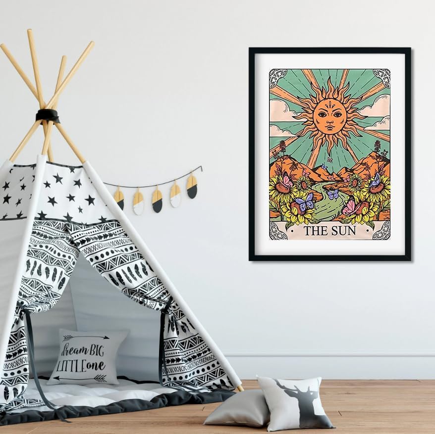 3 Pack Tarot Cards Stamped Cross Stitch Kits - Sun Moon Stars Embroidery Kits for Beginners Adults,11 CT Patterns Dimensions Counted Cross Stitch Kits Arts Craft Kits 12 x 16 inch