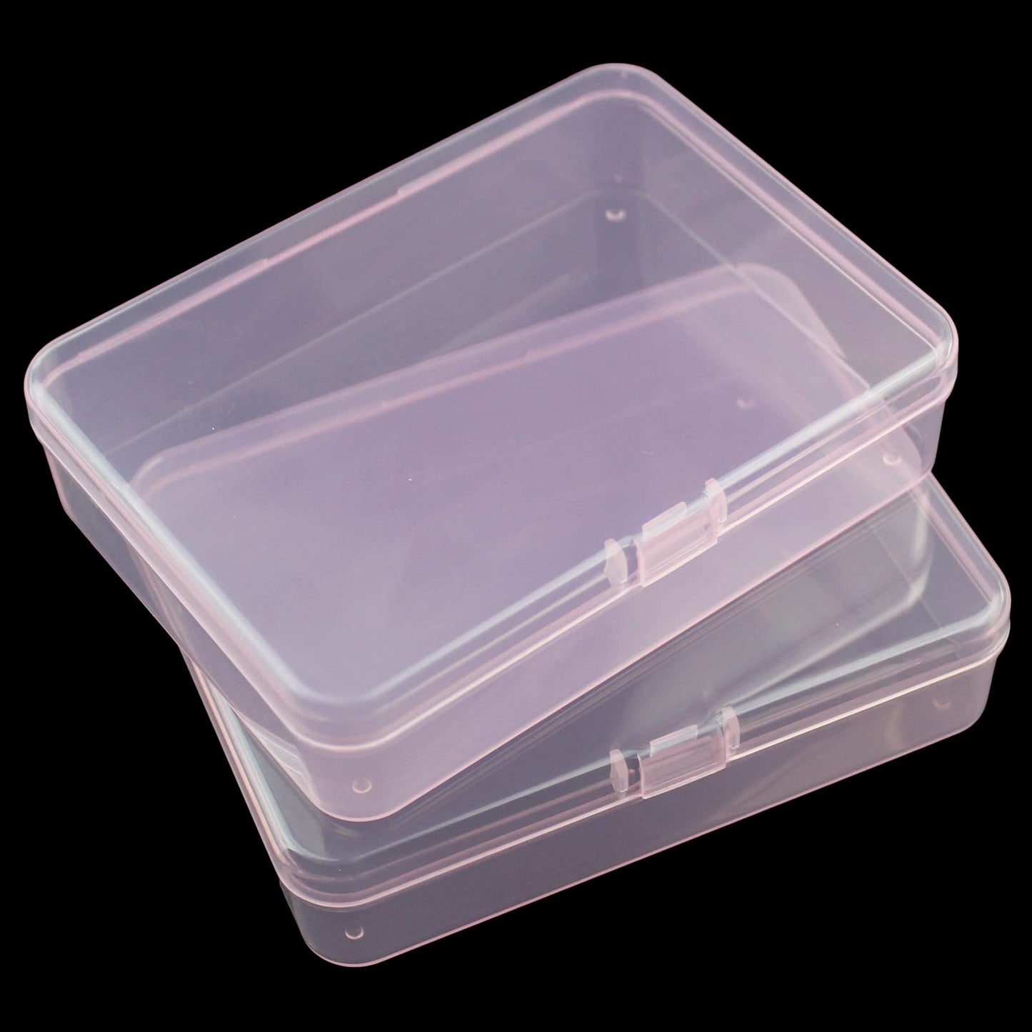 8 Pieces Rectangular Plastic Boxes Empty Storage Organizer Containers with Hinged Lids for Small Items and Other Craft Projects (Pink, 4.5 x 3.3 x 1.1 inch)