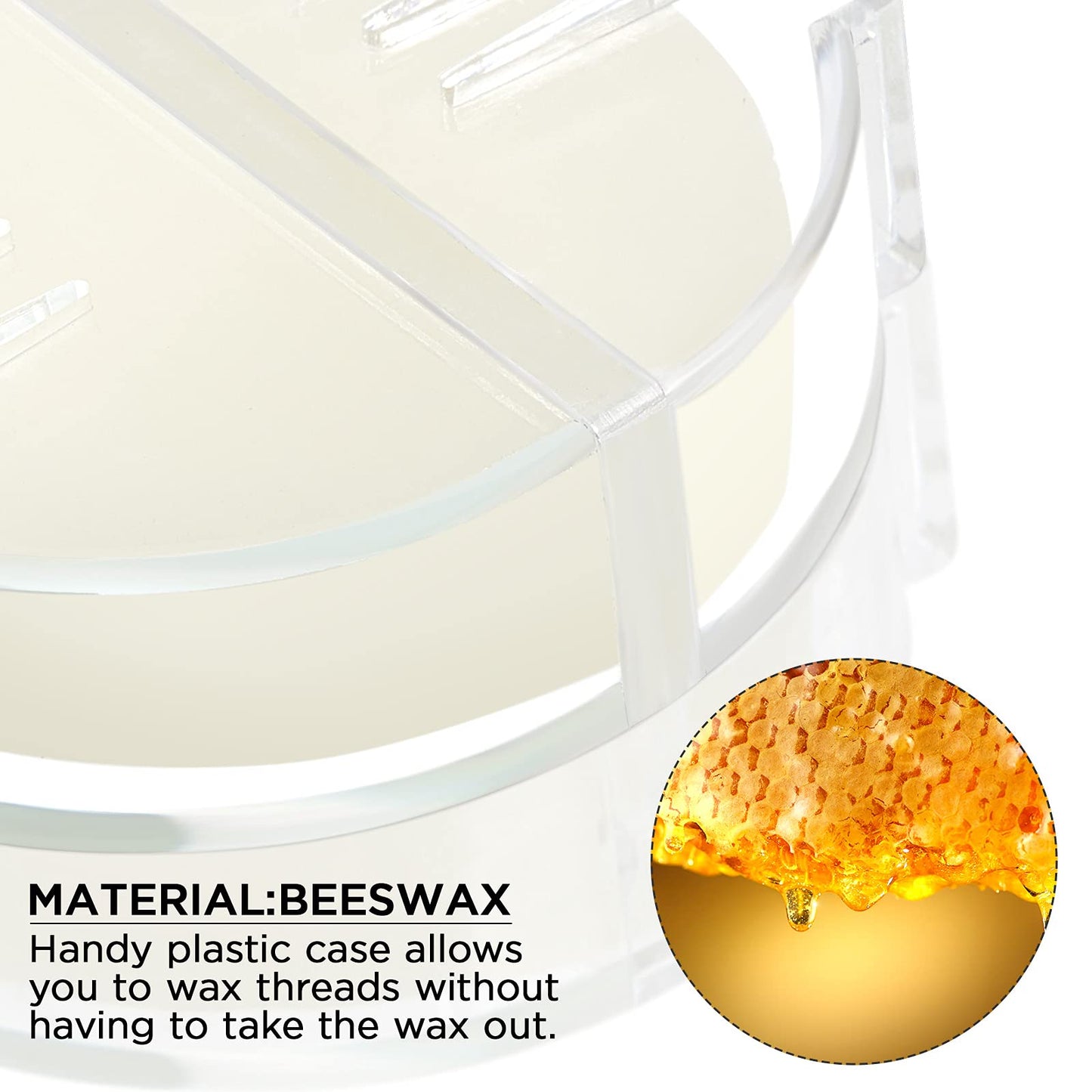 2 Pcs Thread Wax Thread Conditioner Beeswax for Hand Sewing Embroidery Beeswax Floss Conditioner for Quilting Sewing Strengthening Line Embroidery Wax (Colorless,Clear Case)