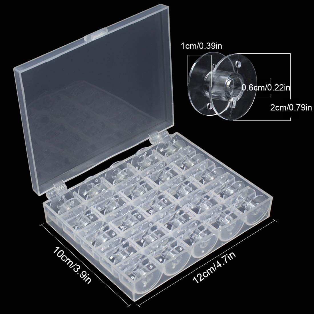 Bobbin Box,Machine Bobbin Organizer Plastic Case,Transparent 25 Slots Empty Bobbins Spools Box，Sewing Craft Plastic Case Storage Box for Sewing Machine