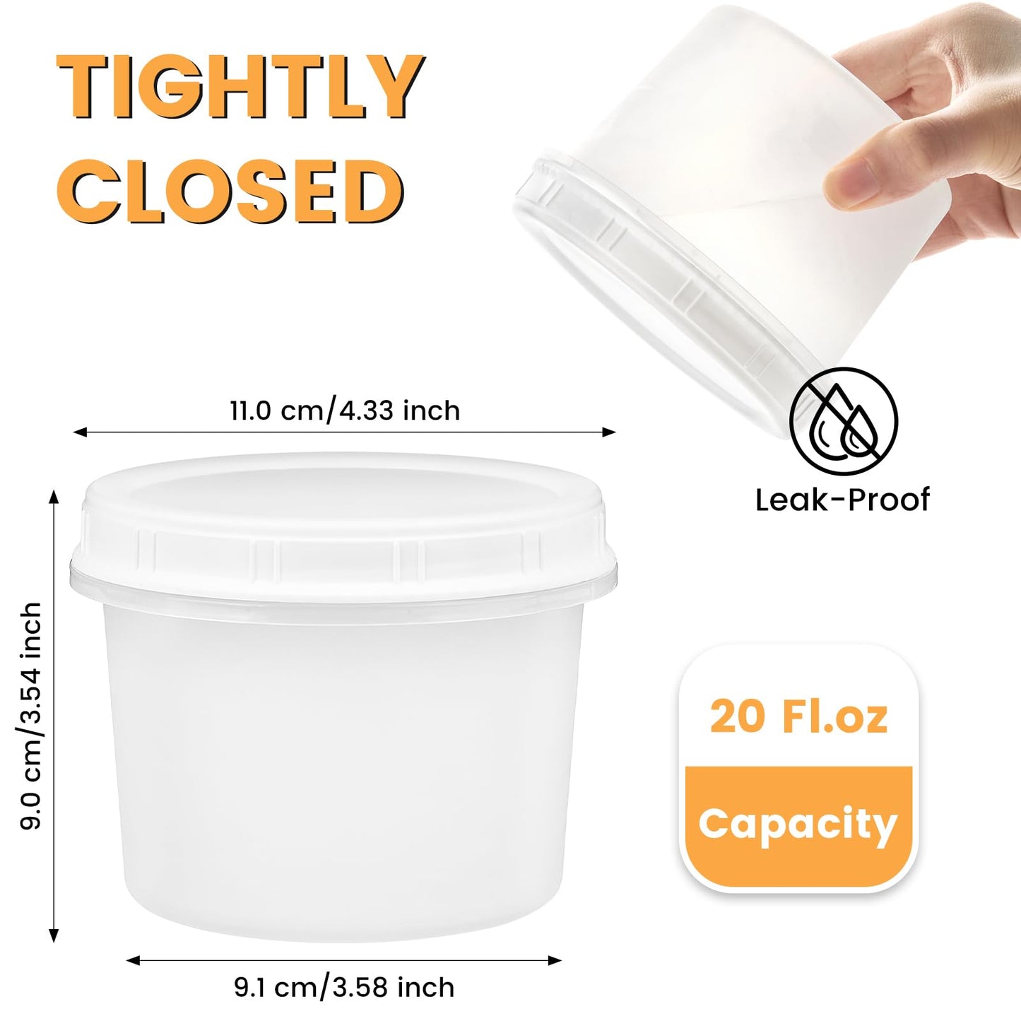TUZAZO 20 Oz Food Storage Containers with Screw Lids, 6-Count Reusable Small Plastic Soup Containers for Portion and Meal Prep | Microwave-, Freezer-, Dishwasher-Safe | BPA Free