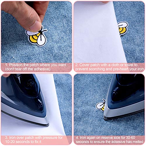 PAGOW 20 PCS Bee Embroidered Patches, Cute Bumble Iron On Embroidered Applique Decoration Sewing Patches for Bags, Jackets, Jeans, Clothes DIY Patches