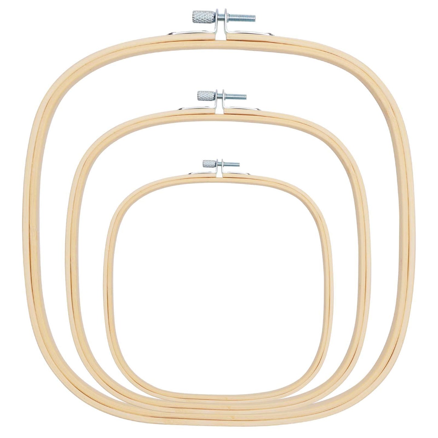 Caydo 3 Pieces 3 Sizes Square Embroidery Hoops Adjustable Circle Cross Stitch Hoop Embroidery Frames for Sewing, Needlework, DIY Embroidery Craft