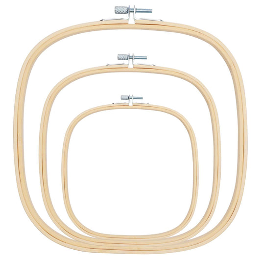 Caydo 3 Pieces 3 Sizes Square Embroidery Hoops Adjustable Circle Cross Stitch Hoop Embroidery Frames for Sewing, Needlework, DIY Embroidery Craft