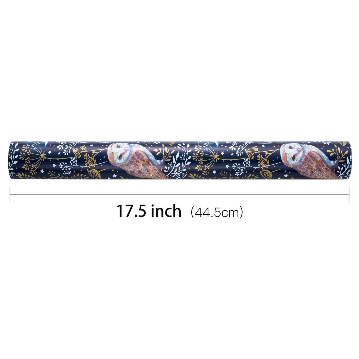 Reversible Wrapping Paper Roll - Mini Roll - Navy Blue Owl Pattern Great for Christmas, Party, Holiday - 17.5 Inches X 32.8 Feet