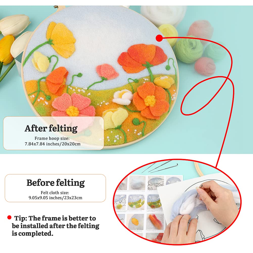 Mayboos Needle Felt Starter Set, Includes Wool Bag, Felting Needles, Foam Pad, Felt Cloth & Instructions, Pastoral Style Kit for Home Decoration