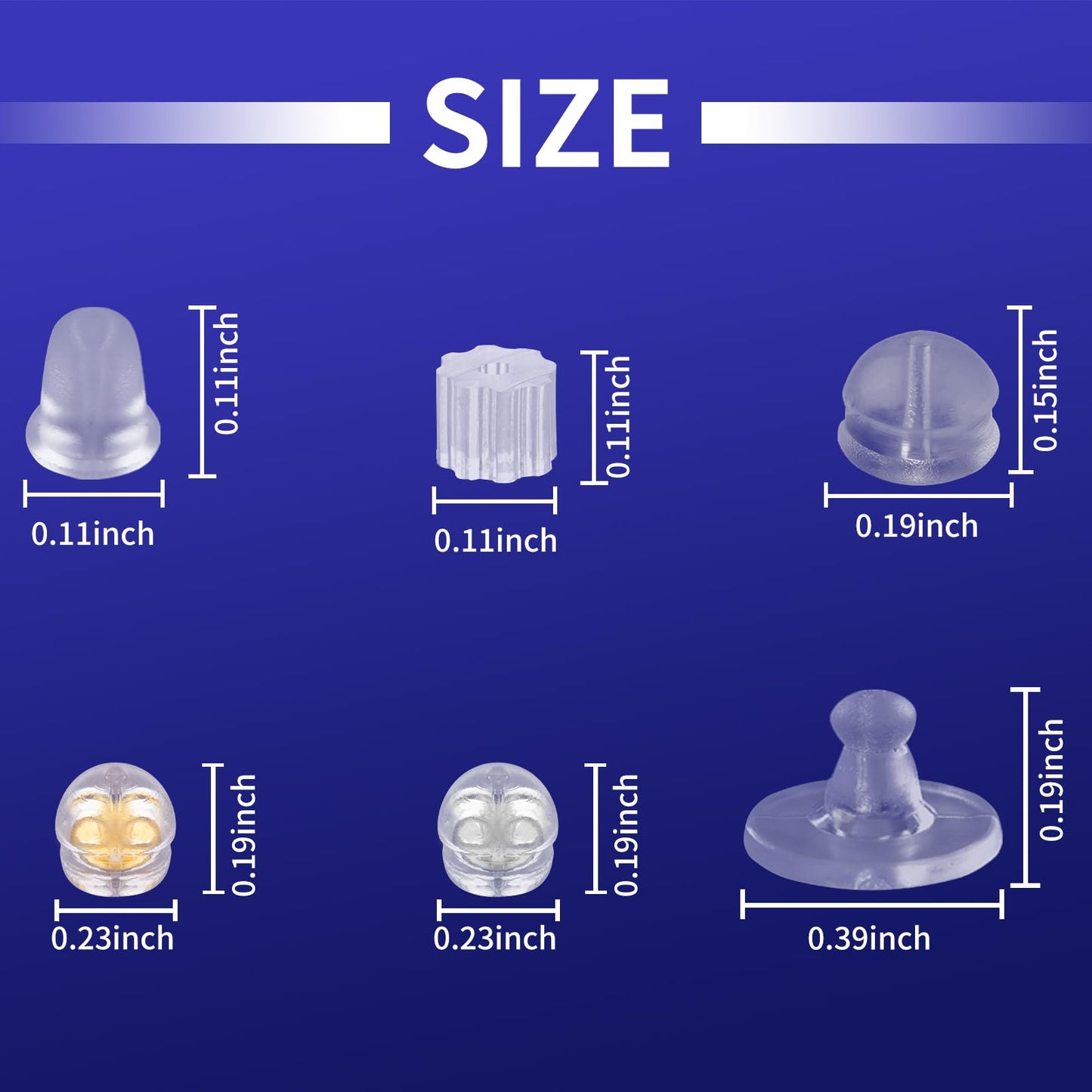 570 Pcs Rubber Earring Backs for Studs, Silicone Earring Backs Hypoallergenic Plastic Clear Earring Backings Bullet Clutch Stoppers Replacements for Fish Hook Earring Studs Hoops