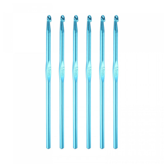 Aluminum Crochet Hook 5mm US Size H (Size 8) Knitting Needles for DIY Craft Yarn Blue 6Pcs