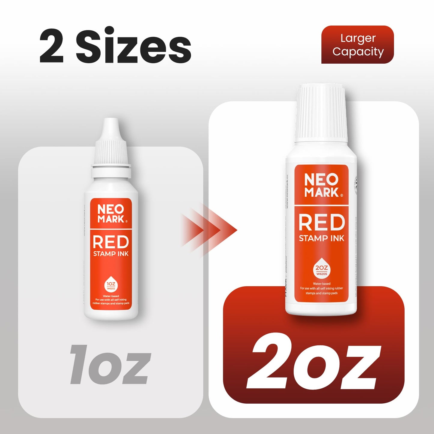 NEO MARK Premium Stamp Ink, Quick-Drying & AP-Certified Non-Toxic Refill Ink for Self-Inking Stamps, Date Stamps and Stamp Pads (Red, 2oz)